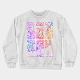 Lisbon, Portugal City Map Typography - Colorful Crewneck Sweatshirt